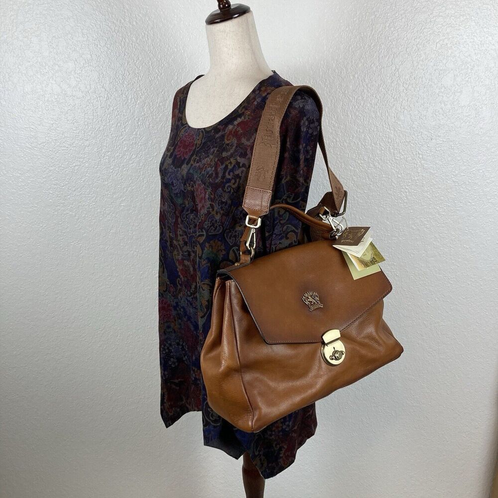Mulberry Brown Leather Satchel with Removable Strap